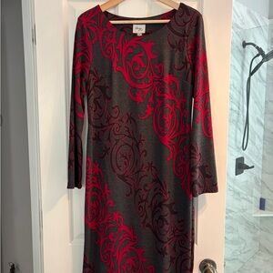 Red and Black Long Sleeve Dress fall/winter weight